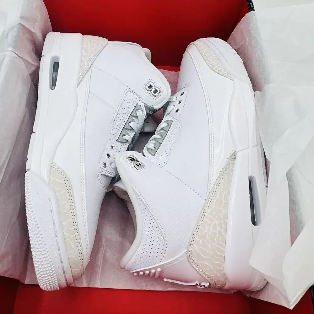 Nike Air Jordan 3 Retro White Silver Sneakers CT8532 111 Men Size 11 NEW